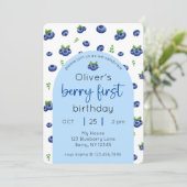 Blueberry 1st Birthday Berry eerste foto Kaart (Staand voorkant)