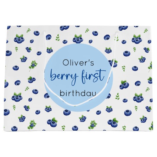 Blueberry 1st Birthday Berry Eerste Grote Geschenk Groot Cadeauzakje (Voorkant)