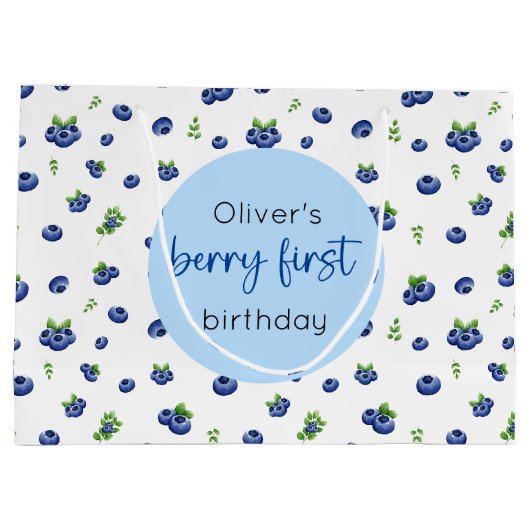 Blueberry 1st Birthday Berry Eerste Grote Geschenk Groot Cadeauzakje (Achterkant)