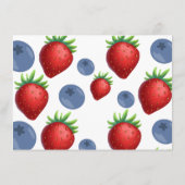 Blueberry & Aardbei Meisje Verjaardag Uitnodiging Informatiekaartje (Achterkant)