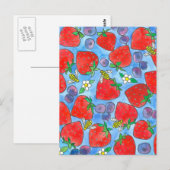 Blueberry Aardbeienbijen Waterverf Fruit Briefkaart (Voorkant / Achterkant)