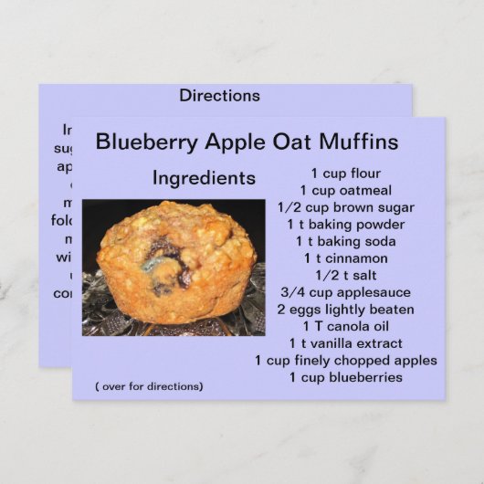 Blueberry Apple Oat Muffins Briefkaart (Voorkant / Achterkant)