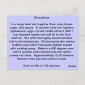 Blueberry Apple Oat Muffins Briefkaart (Achterkant)