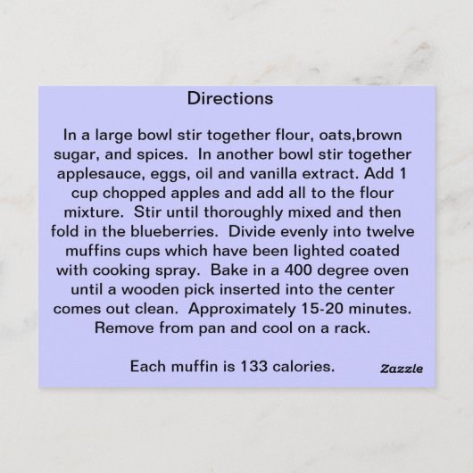 Blueberry Apple Oat Muffins Briefkaart (Achterkant)