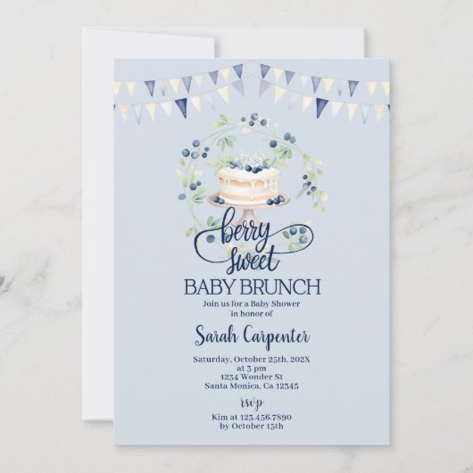 Blueberry Baby Brunch-Baby shower Kaart (Voorkant)