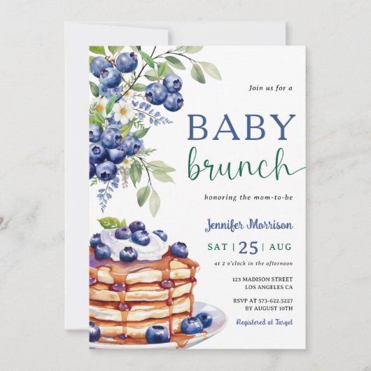 Blueberry Baby Brunch Boy Baby shower Uitnodiging (Voorkant)