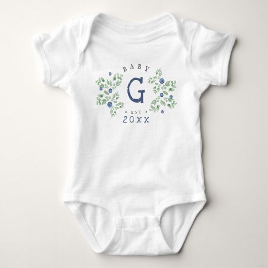 Blueberry Baby Monogram Baby Bodysuit (Voorkant)