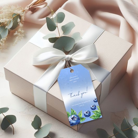 Blueberry Baby shower Bedankt Gift Label Cadeaulabel
