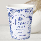 Blueberry Baby shower Blue Toile De Jouy Papieren Bekers