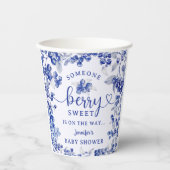 Blueberry Baby shower Blue Toile De Jouy Papieren Bekers (Voorkant)