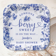 Blueberry Baby shower Blue Toile De Jouy