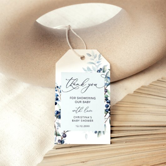 Blueberry Baby shower Dank u voor cadeau Labels Cadeaulabel