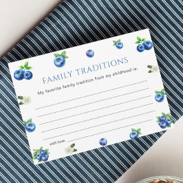 Blueberry Baby Shower Family Traditions Game Card Kaart