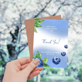 Blueberry Baby shower Flat Bedankt Card