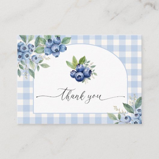 BlueBerry Baby shower Flat Dank u Informatiekaartje (Voorkant)