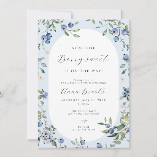 Blueberry Baby shower Invitation | Berry Sweet Kaart (Voorkant)