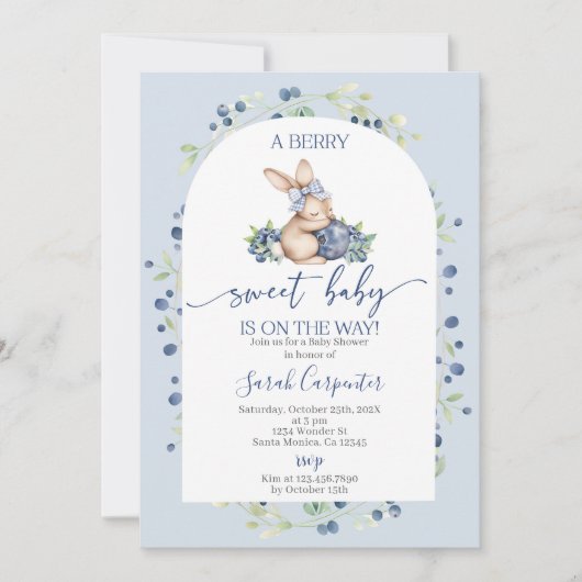 Blueberry Baby shower Invitation Kaart (Voorkant)