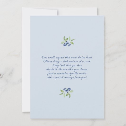 Blueberry Baby shower Invitation Kaart (Achterkant)