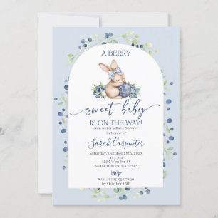 Blueberry Baby shower Invitation Kaart