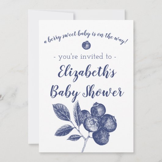 Blueberry Baby shower Invitation Kaart (Voorkant)