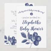 Blueberry Baby shower Invitation Kaart (Voorkant / Achterkant)