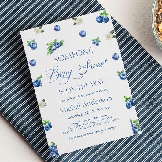 Blueberry Baby Shower Invitation Kaart