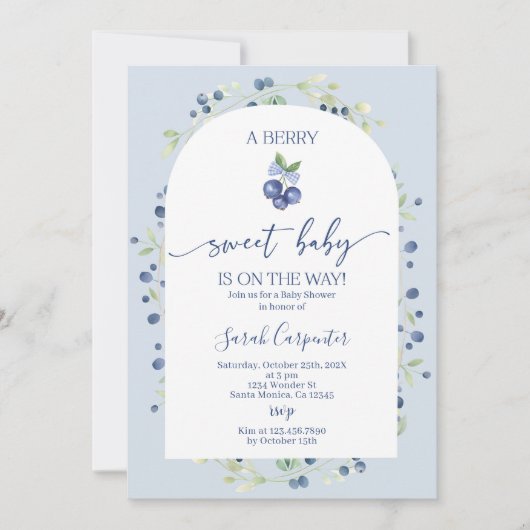 Blueberry Baby shower Invitation Kaart (Voorkant)