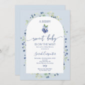 Blueberry Baby shower Invitation Kaart (Voorkant / Achterkant)