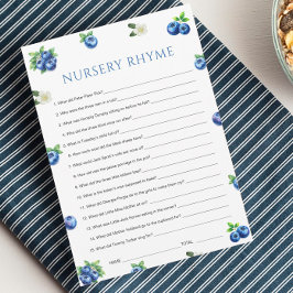 Blueberry Baby Shower Kraam Rijm Spelkaart Kaart