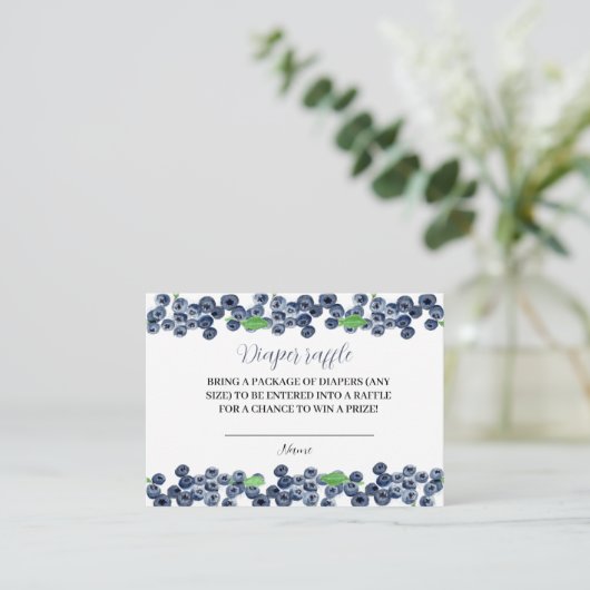 Blueberry Baby shower Luier Raffle Berry Sweet Informatiekaartje (Staand voorkant)