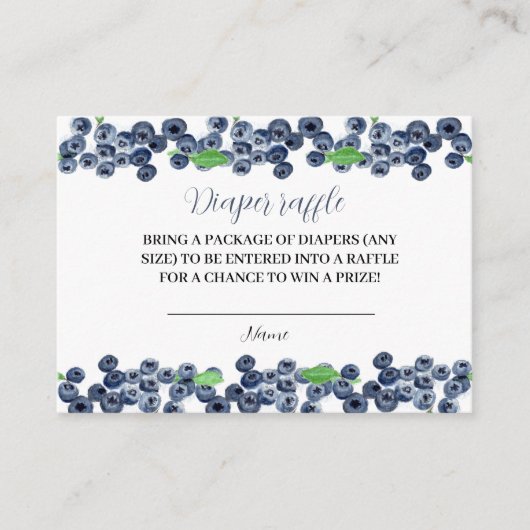 Blueberry Baby shower Luier Raffle Berry Sweet Informatiekaartje (Voorkant)