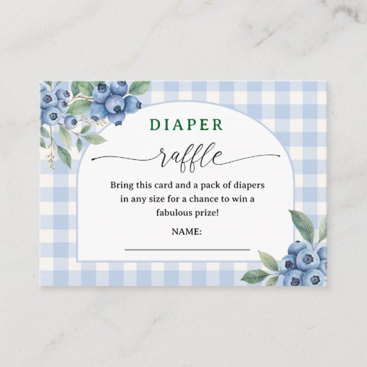 Blueberry Baby shower Luier Raffle Enclosure Informatiekaartje (Voorkant)