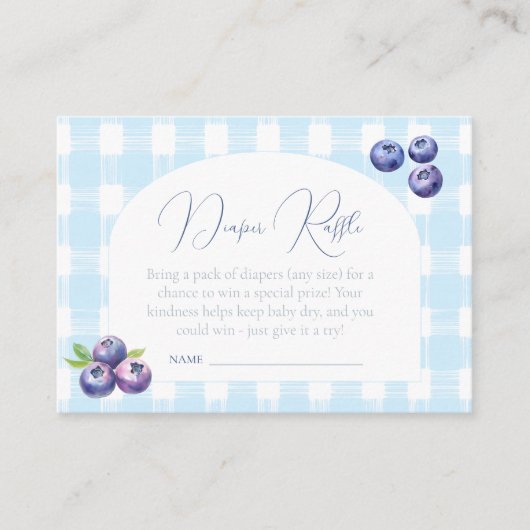 Blueberry baby shower luierverloting informatiekaartje (Voorkant)
