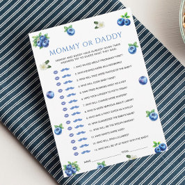 Blueberry Baby Shower Mommy or Daddy Game Card Kaart