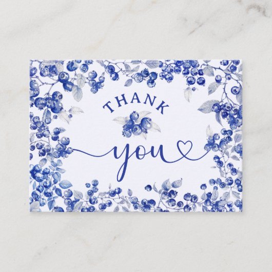 Blueberry Baby shower Navy Blue Flat Dank u Informatiekaartje (Voorkant)