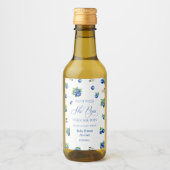 Blueberry Baby Shower Pop it When She Pops Wijn Etiket (Voorkant)