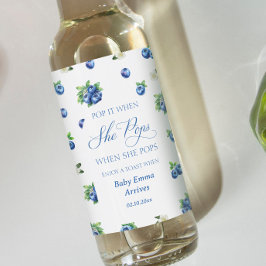 Blueberry Baby Shower Pop it When She Pops Wijn Etiket