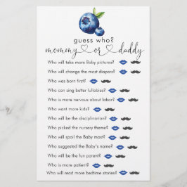 Blueberry Baby Shower "Raad Wie" Spel