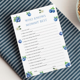 Blueberry Baby Shower Who Knows Mommy Best Game  Kaart