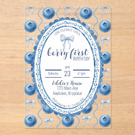 Blueberry Baby's Berry First 1st Birthday Party Acryl Uitnodigingen