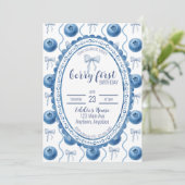 Blueberry Baby's Berry First 1st Birthday Party Kaart (Staand voorkant)