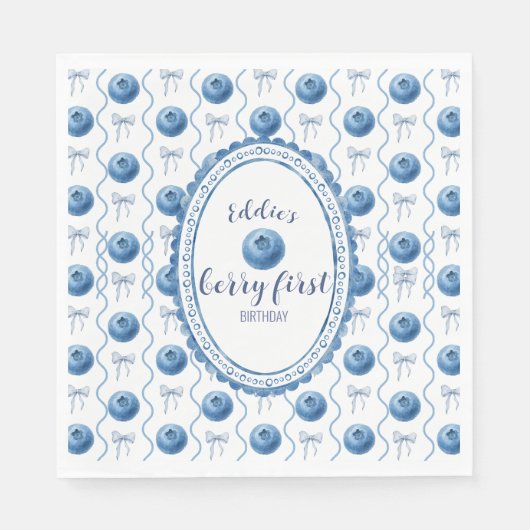 Blueberry Baby's Berry First 1st Birthday Party Servet (Voorkant)