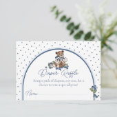 Blueberry Bear Baby Boy Shower Diaper Raffle Kaart (Staand voorkant)