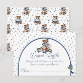Blueberry Bear Baby Boy Shower Diaper Raffle Kaart (Voorkant / Achterkant)