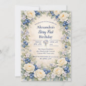 Blueberry Berry Botanical 1st Birthday Kaart (Voorkant)