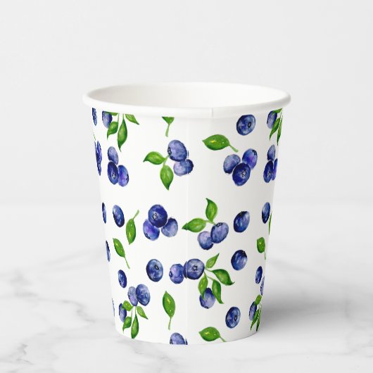 Blueberry Berry Cute Waterverf Patroon Papieren Bekers (Rechts)