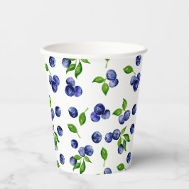 Blueberry Berry Cute Waterverf Patroon Papieren Bekers