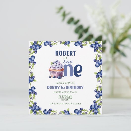 Blueberry Berry Eerste 1e Verjaardag (Staand voorkant)