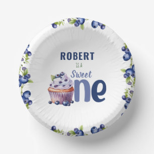 Blueberry Berry Eerste 1e Verjaardag Papieren Kommen
