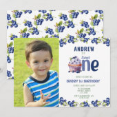 Blueberry Berry Eerste foto Verjaardag uitnodiging (Voorkant / Achterkant)